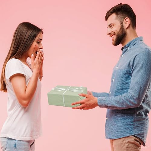 BEISHIDA ورق تغليف بيشيدا 100 ورقة بلون أخضر مريمي، ورق تغليف للهدايا، 14 × 20 بوصة لتغليف الهدايا لعيد الميلاد والزفاف والتخرج والحرف اليدوية والعطلات والزهور - Image 2