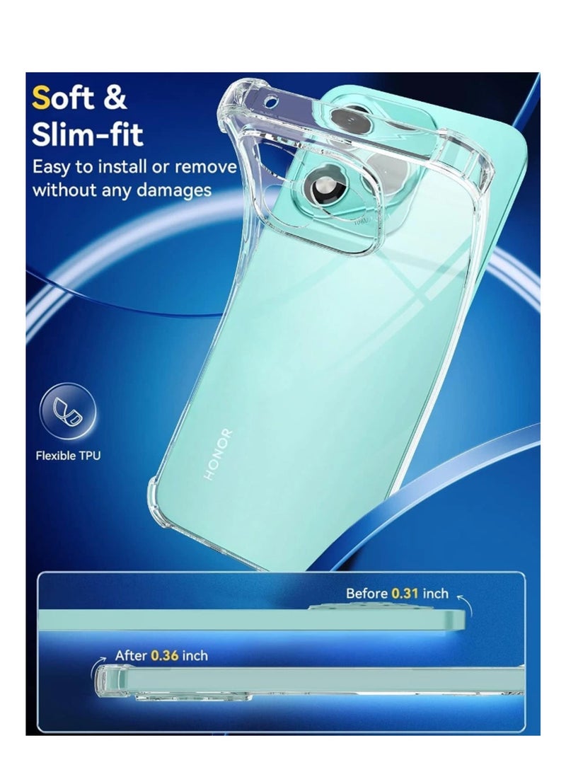 GMATE Honor 400 Lite 5G - Ultra Clear Flexible Shockproof Silicone  Back Cover With Raised Edge Bumps Protection - Transparent - Image 3