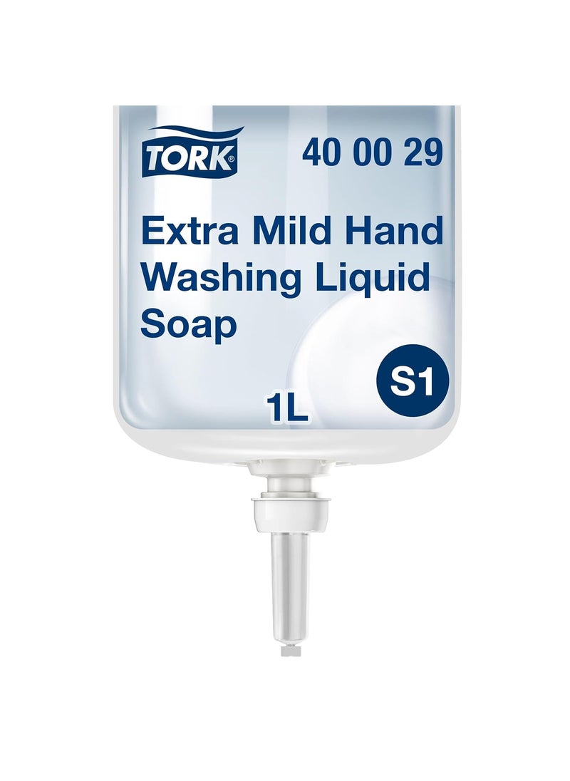 Tork Tork Extra Mild Hand Washing Liquid Soap S1 No Fragrance Added 6 x 1L 400029 formerly 400011  - Image 2
