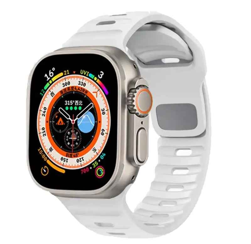 Dado Horizontal Stripes Silicone Strap Compatible with Apple Watch Series 10, Ultra 2, 9, 8 Ultra, 8, 7, 6, SE – Breathable Design Strap - Image 1