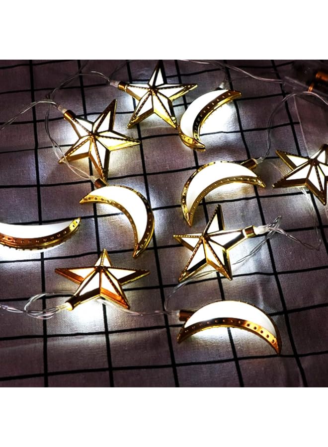 erorex Muslim Ramadan String Lights White Light Moon Star Eid Mubarak Decorations Battery Operated Not Included For Ramadan Eid - Image 1