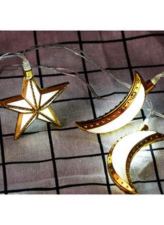 إيروريكس سلسلة أضواء رمضان الإسلامية بضوء أبيض على شكل قمر ونجمة وزينة عيد مبارك تعمل بالبطارية غير متضمنة لعيد رمضان  - Image 4