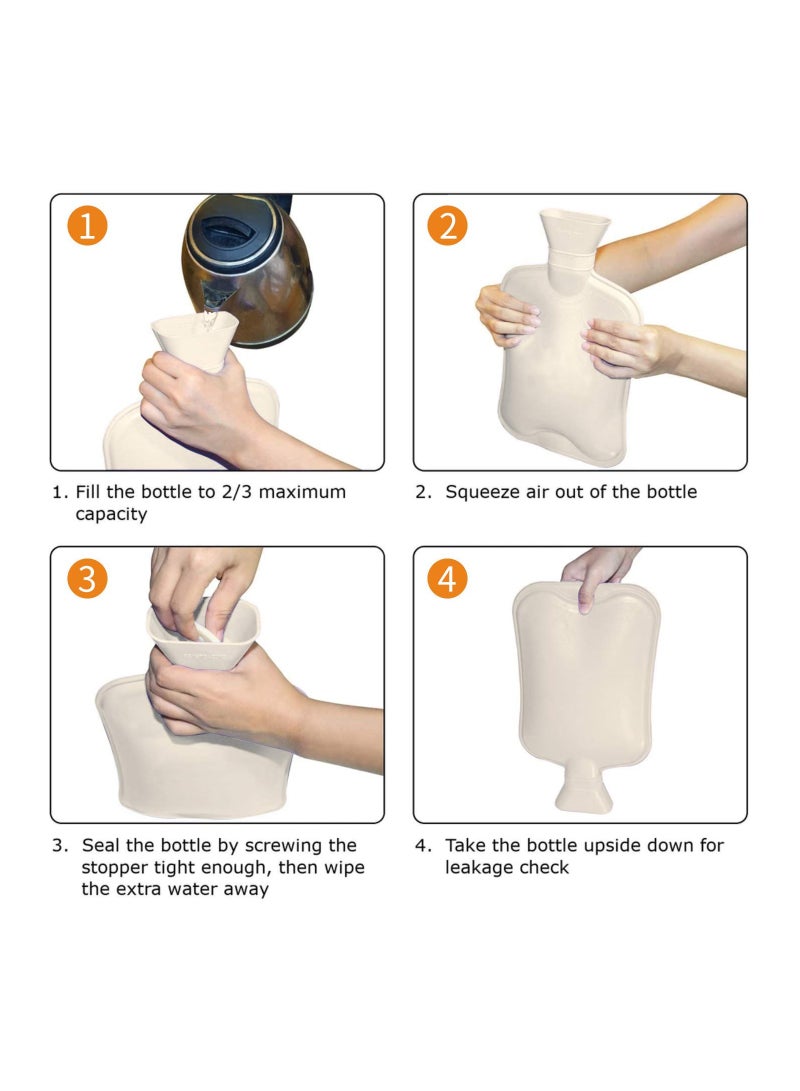 2 Pack Hot Water Bottles 2L with Washable Covers Ideal for Pain Relief Relaxation for Neck Back and Legs - Image 3