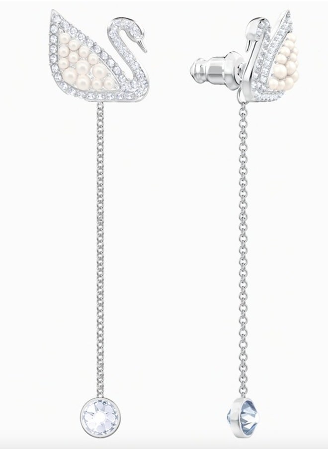 Generic - Swan Crystal Rhodium Plated Earrings Pendant - Image 1