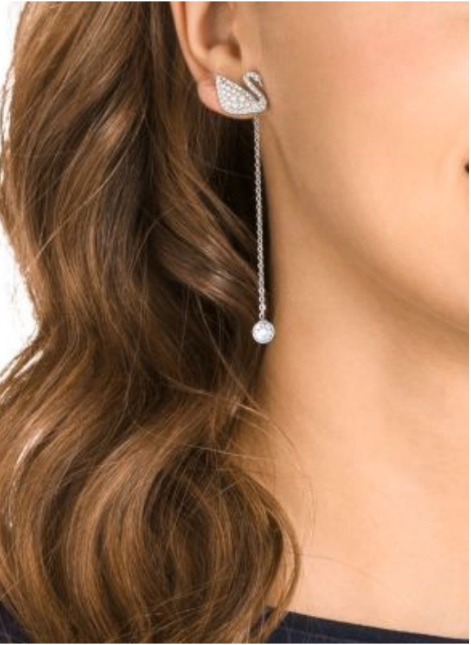 Generic - Swan Crystal Rhodium Plated Earrings Pendant - Image 1