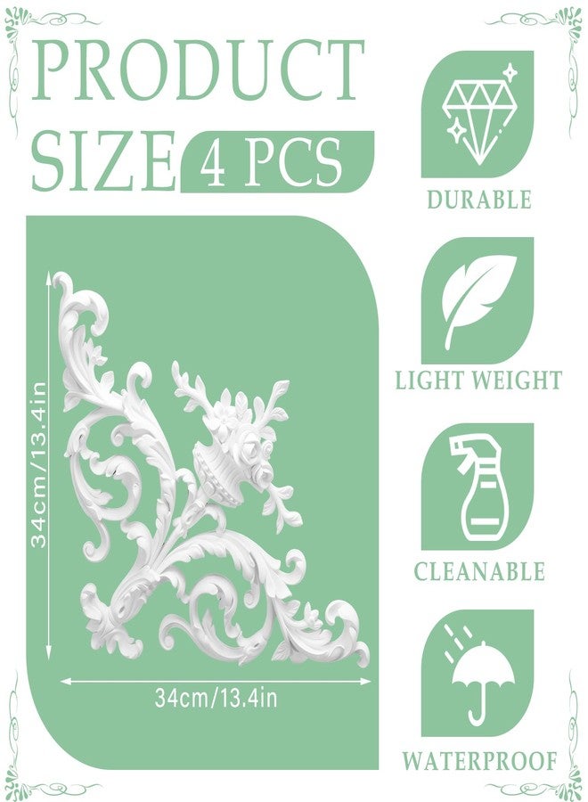 Colingmill 2 Pcs Ceiling Molding Kit Corners Murals Trim French Style Accent Wall Decor for Interior Medallion Ceiling with Flowers Pattern Decorative Panels for Wall (13.4 x 13.4 in,Stylish) - Image 2