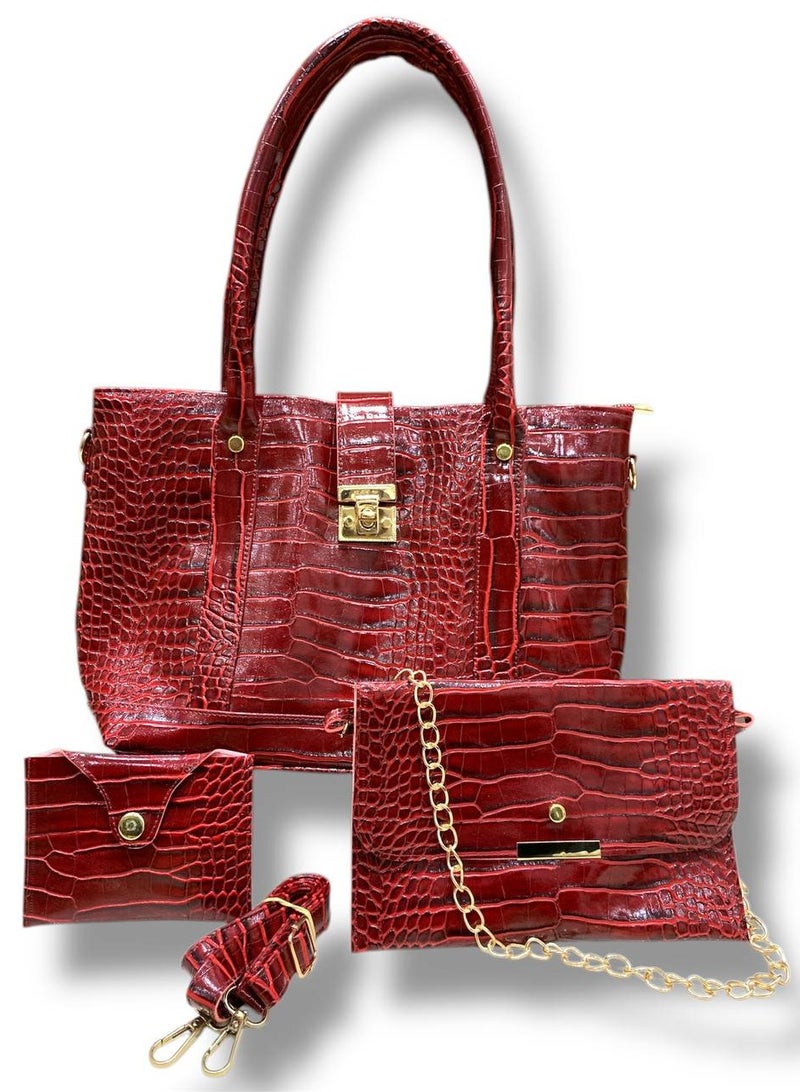 Luxurious Handbag Set with Elegant Textured Design - Image 1