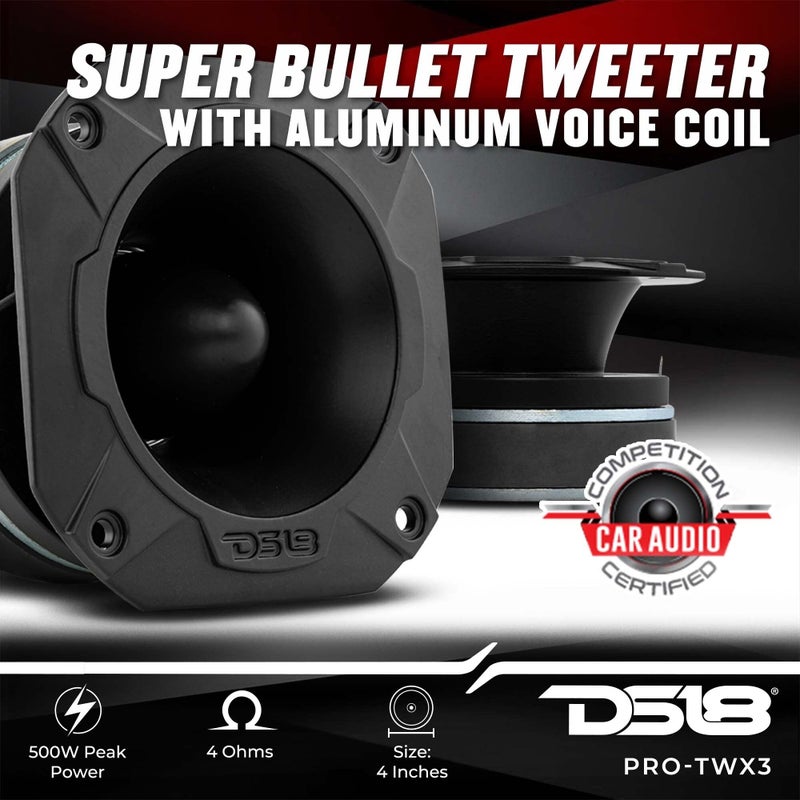 DS18 PRO-TWX3 4" Super Bullet Tweeter 480 Watts 1.5" Aluminum 4-Ohm Vc - PRO Tweeters are The Best in The Car Audio Pro Audio and Voceteo Market (1 Speaker) - Image 2
