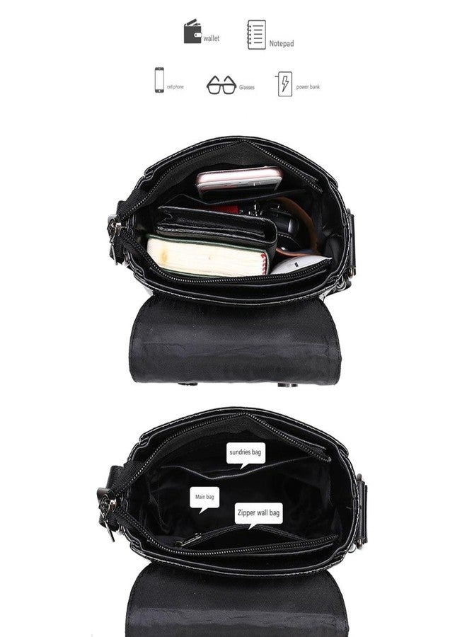 JVCV® Men's Luxury Crocodile Pattern Messenger Bag - Premium PU Leather Crossbody Shoulder Bag with Adjustable Strap - Elegant & Durable for Business, Travel & Daily Use (Crocodile Black) - Image 3