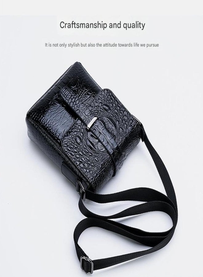 JVCV® Men's Luxury Crocodile Pattern Messenger Bag - Premium PU Leather Crossbody Shoulder Bag with Adjustable Strap - Elegant & Durable for Business, Travel & Daily Use (Crocodile Black) - Image 2