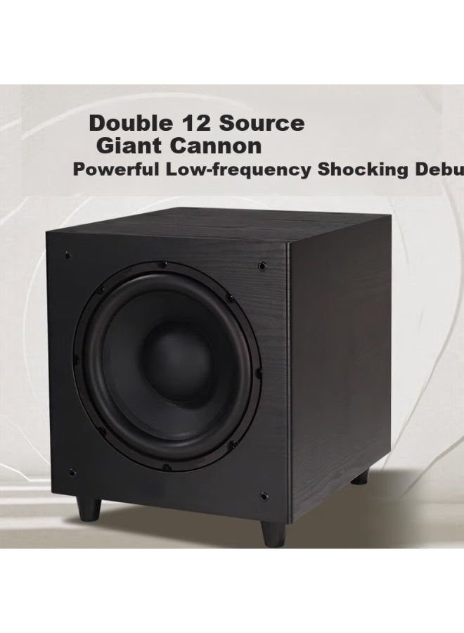 Amoi D-12 Home Passive Subwoofer, Wooden Home Theater, Dual 12-inch Subwoofer Speakers, High-power Ultra-heavy Bass Speakers - Image 2