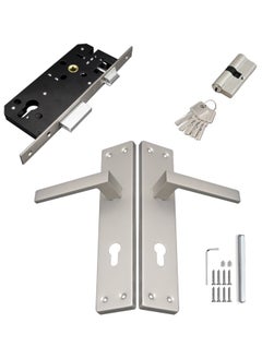 TISMpro Door Handle Lock Set - Aluminum Handle with Lock Body, Cylinder, and 5 Computer Keys with Mounting Screws, TP-7000 Set (MSN)  - Image 3
