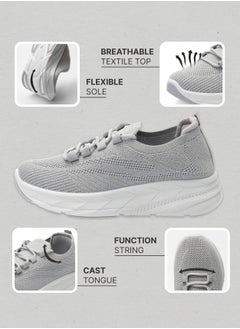 flâneur FLANEUR Women's Casual Sneakers with Adjustable Elastic Laces - Comfortable Non Slip Gym Low Shoes for Walking, Tennis - Lightweight Breathable Training & Sport Shoes  - Image 3