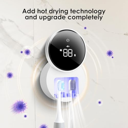 Shker Wall Mounted Toothbrush Holder & Toothbrush Cleaner,Electric Toothbrush Holder, Razor Holder and Cleaner for Bathroom Accessory, with Auto Inductive Open/Close Cover, Clean, Dry for Home, Travel - Image 2