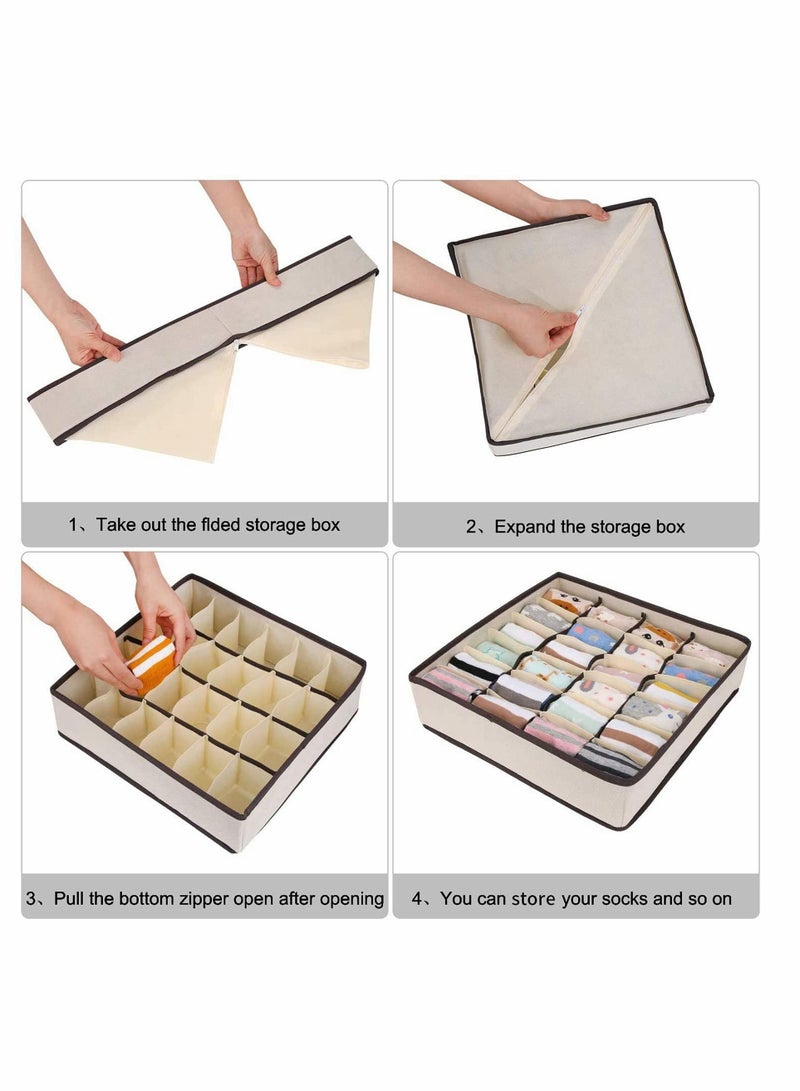 KASTWAVE Storage Box for Closet, Organiser Dividers 2 Packs Wardrobe Organisers Underwear Closet Organiser 24 Cells Collapsible Wardrobe with Dividers for Socks, Bra Dresser Drawer Organizer - Image 5