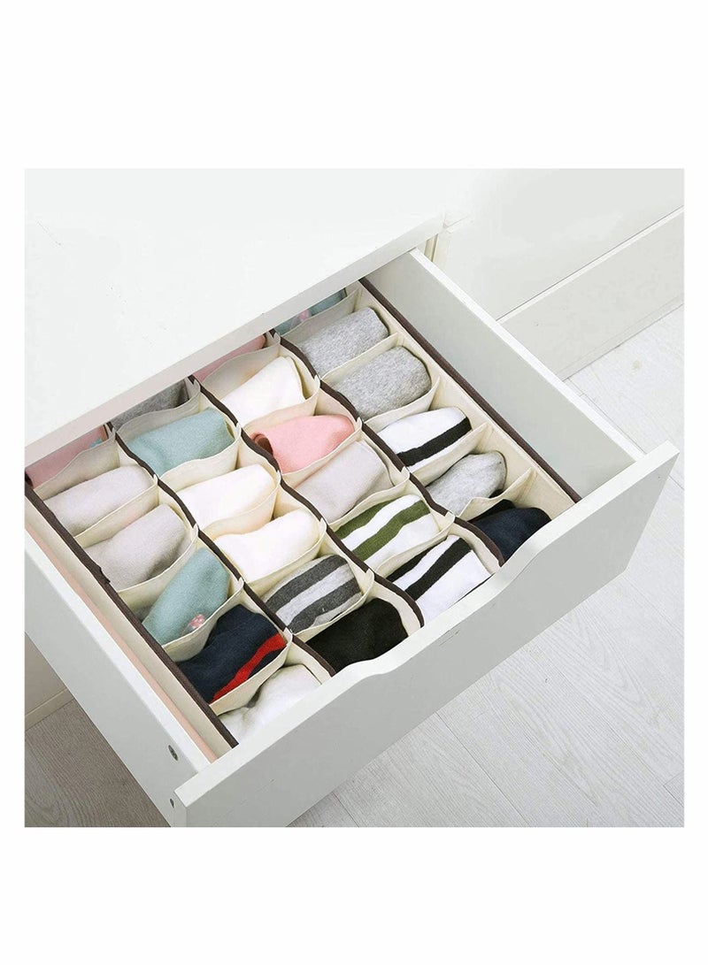 KASTWAVE Storage Box for Closet, Organiser Dividers 2 Packs Wardrobe Organisers Underwear Closet Organiser 24 Cells Collapsible Wardrobe with Dividers for Socks, Bra Dresser Drawer Organizer - Image 2