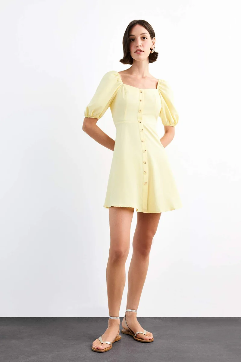 ديفاكتو Balloon Sleeves Mini Dress