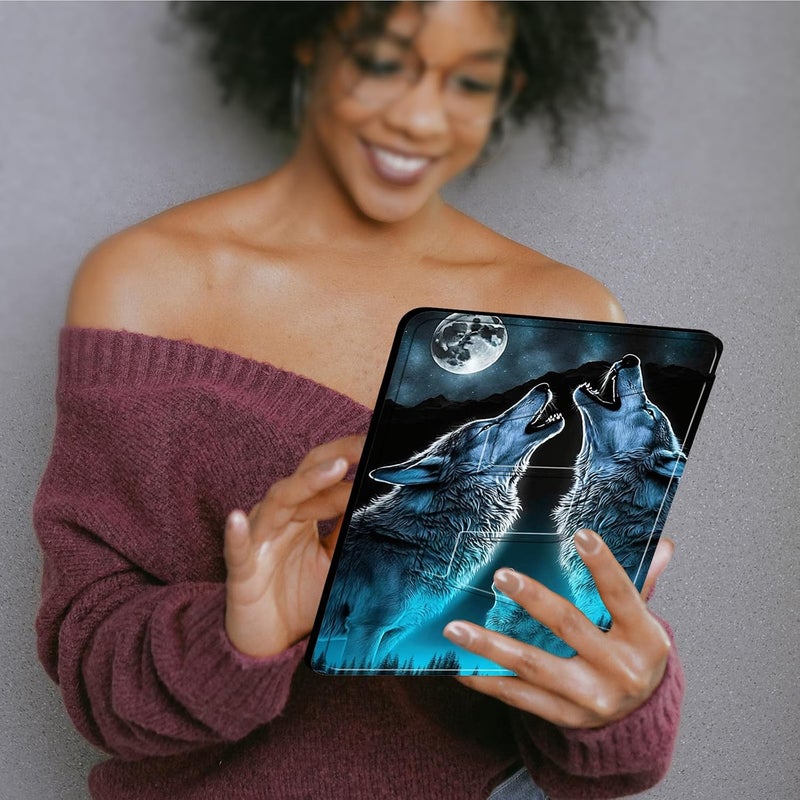غلاف لجهاز Fire HD 10 Tablet الإصدار الحادي عشر 2021 ولجهاز Amazon Fire HD10 Plus مقاس 10.1 بوصة، حامل ذكي واقي قابل للدوران 360 درجة، لجهاز Fire HD 10 2021 Tablet، تصميم أسماك القرش الزرقاء اللطيفة - Image 4