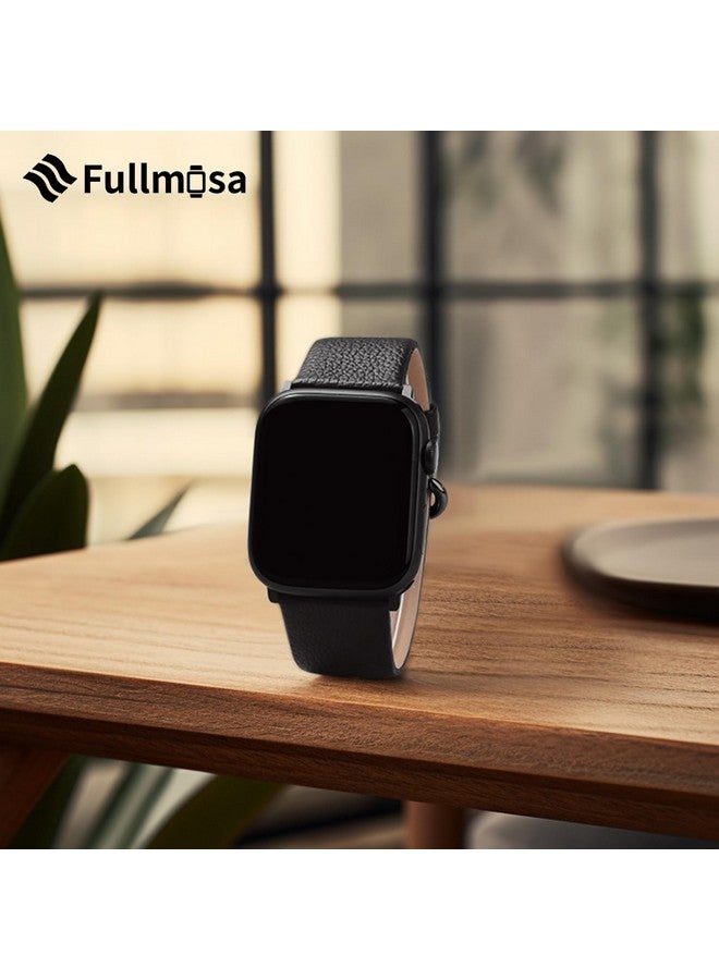 فولموزا سوار فولموسا الجلدي متوافق مع ساعة أبل 38 مم 40 مم 41 مم 42 مم 44 مم 45 مم 49 مم للنساء والرجال حزام لساعة iWatch SE2/SE/8/7/6/5/4/3/2/1، 38 مم 40 مم 41 مم أسود - Image 3