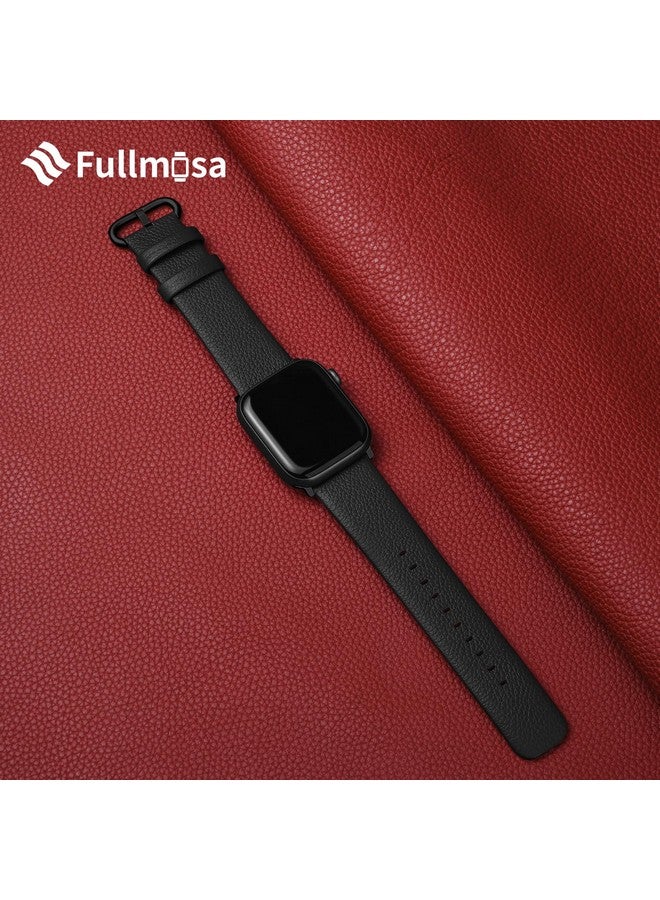 فولموزا سوار فولموسا الجلدي متوافق مع ساعة أبل 38 مم 40 مم 41 مم 42 مم 44 مم 45 مم 49 مم للنساء والرجال حزام لساعة iWatch SE2/SE/8/7/6/5/4/3/2/1، 38 مم 40 مم 41 مم أسود - Image 2