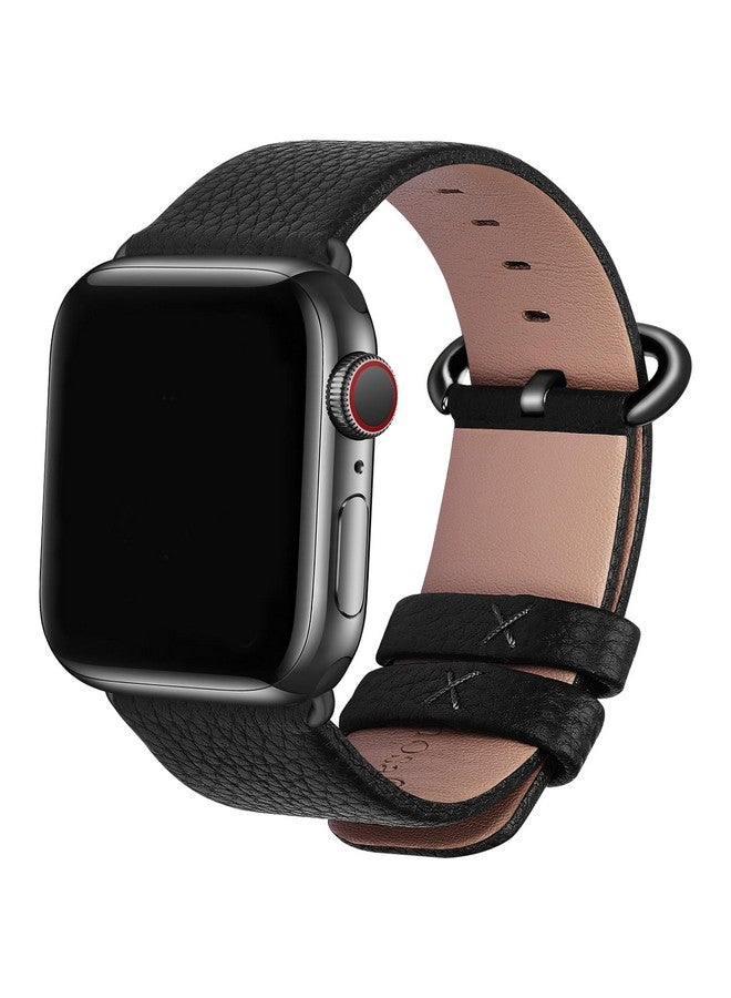فولموزا سوار فولموسا الجلدي متوافق مع ساعة أبل 38 مم 40 مم 41 مم 42 مم 44 مم 45 مم 49 مم للنساء والرجال حزام لساعة iWatch SE2/SE/8/7/6/5/4/3/2/1، 38 مم 40 مم 41 مم أسود - Image 1