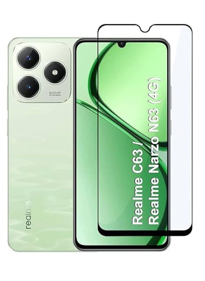 Generic - Realme C63 Premium Tempered Glass Screen Protector - Black - Image 1
