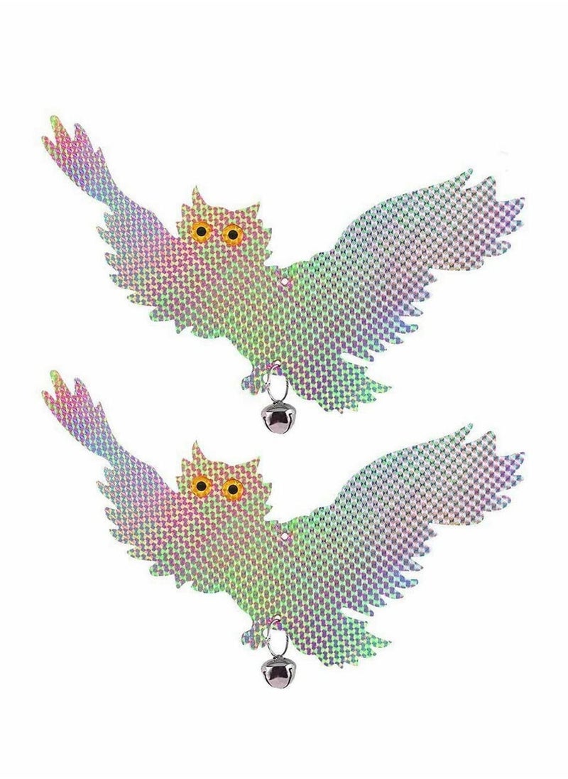 KASTWAVE Bird Scare Repellent Device, Reflective Hanging Owl Pest Repellent Control Woodpecker Deterrent Double Side Scare and Frighten Pigeons, Seagulls, Pests to Protect Flowers Farm Garden (2 pack)  - Image 1
