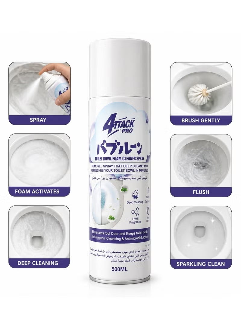 Attack 500ml Foaming Toilet Cleaner Spray – Deep Cleaning Foaming Bathroom Cleaner, Removes Stains and Odors, Refreshing Scent, Easy to Use - Image 1