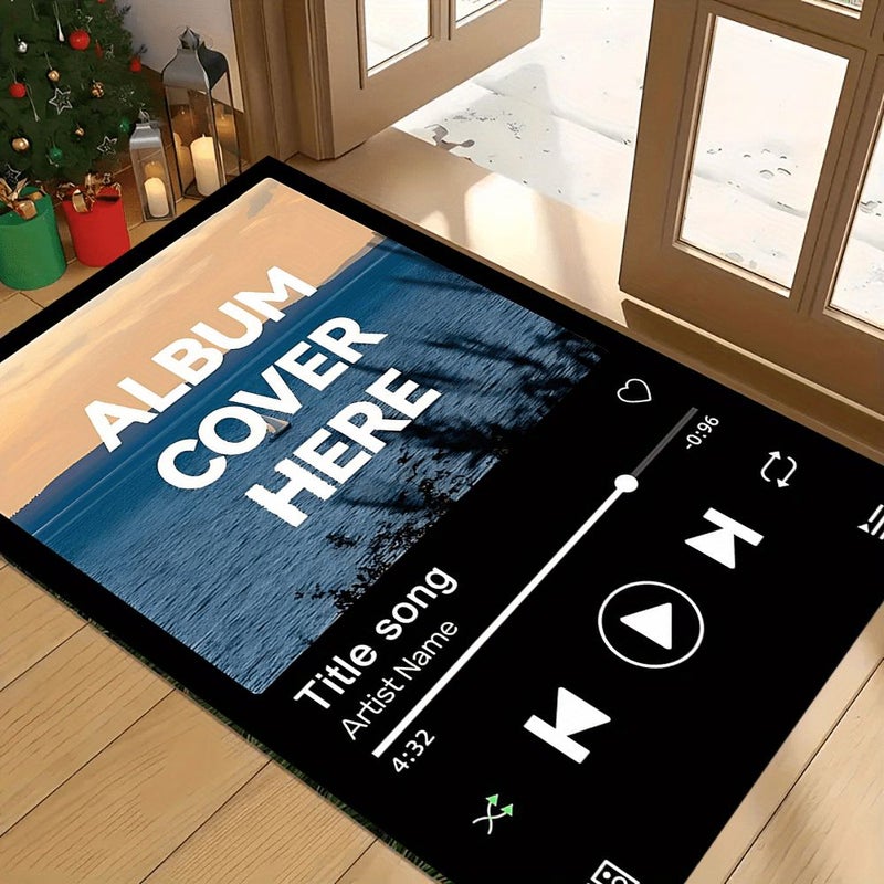 A Custom Photo Music Player Design Mat Made Of Flannel Fabric In Color A Size 45x75cm 17.7x29.5in Personalized Creation With Uploaded Images And Text Ideal Gift For Family And Friends Suitable For Decorating Living Rooms Bedrooms - Image 2