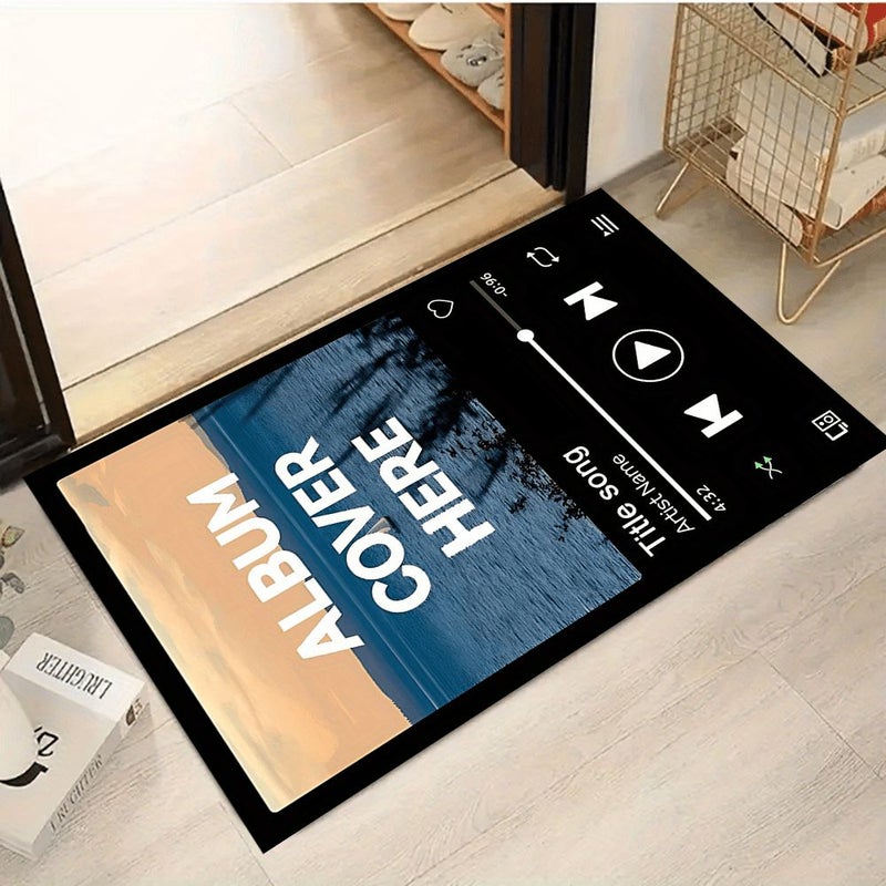 A Custom Photo Music Player Design Mat Made Of Flannel Fabric In Color A Size 45x75cm 17.7x29.5in Personalized Creation With Uploaded Images And Text Ideal Gift For Family And Friends Suitable For Decorating Living Rooms Bedrooms - Image 5