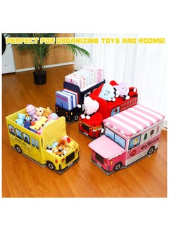 XiuWoo Toys Organizer 4 Pcs Kid Toy Box Chest with Lid Collapsible Toy Storage Organizer Large Storage Box Toy Bin Storage Basket Container for Girls Boys Baby Toddler Nursery Room Bedroom Playroom  - Image 4