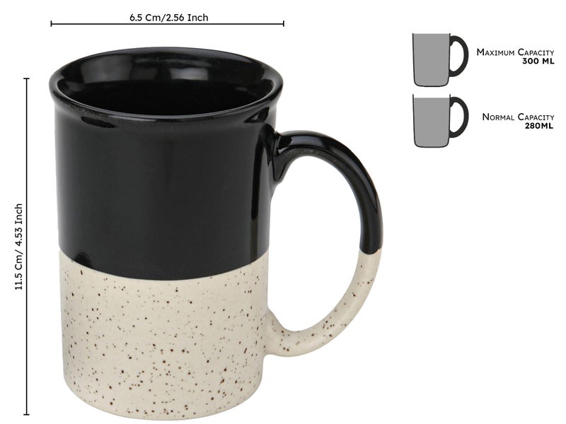 Bodhi House Ceramic Hand Glazed Tea and Coffee Mug with Coaster - 300ml | Set of 2 | Microwave & Dishwasher Safe | for Home Office - Black - Image 4