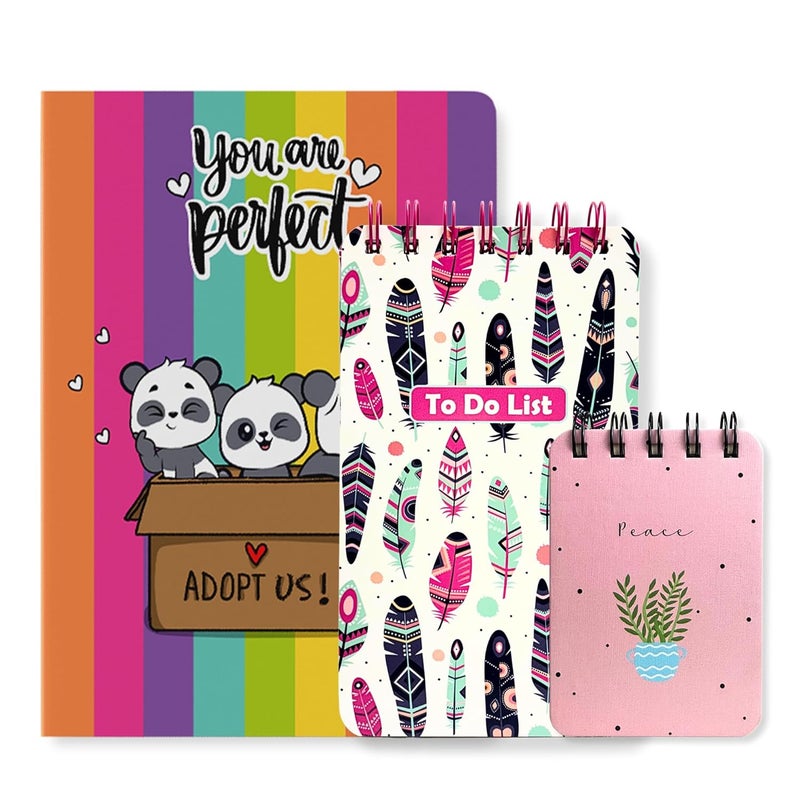 Articious Combo Includes A5 Slim Diary, 1 Mini To Do List, 1 Pocket Pad Combo Pack | 80 GSM | Ruled & Coloured Pages | Easy to Carry | Handy Diary Notebook | Diary for Girls 414_701_301 - Image 1