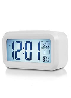 YOMYM LED Digital Electronic Alarm Clock With Calendar And Thermometer White  - Image 1