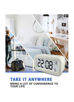 YOMYM LED Digital Electronic Alarm Clock With Calendar And Thermometer White  - Image 5