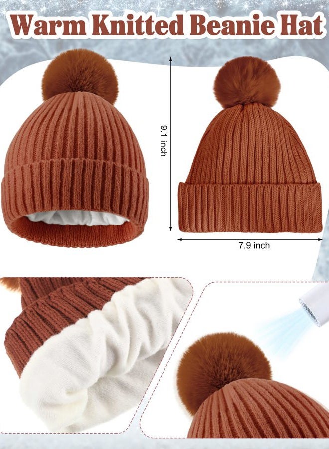 Geyoga 6 Pcs Winter Warm Set for Women Warm Beanies Hats Touchscreen Gloves Long Scarf Ear Muffs Socks Winter Gifts for Women, Camel, One size - Image 2