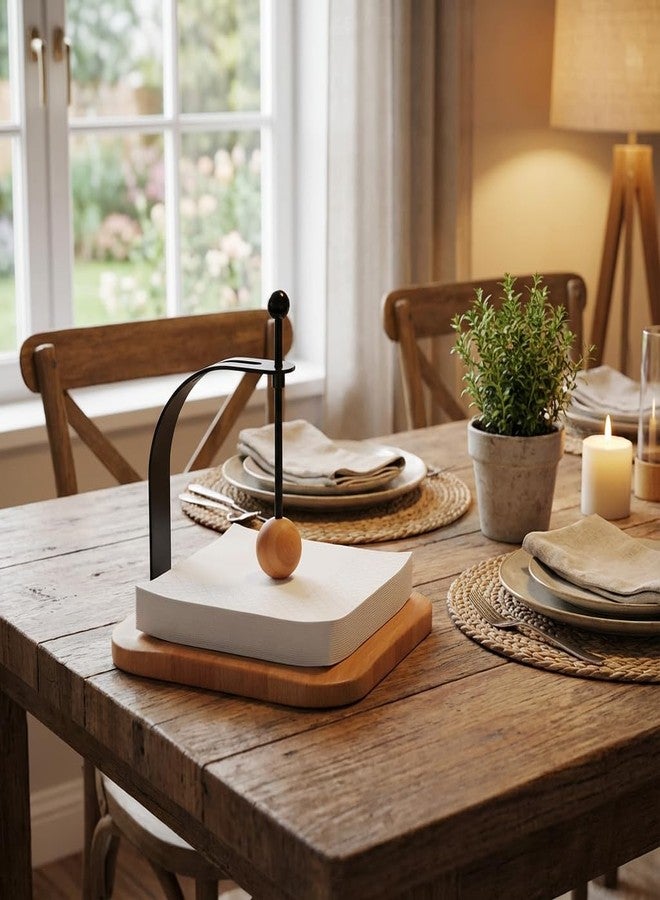 Celestree Napkin Holder for Table, Wood Napkin Holders for Paper Napkins, Cocktail Napkin Holder, Suitable for Kitchen, Restaurant, Bar, Office, Parties, Home Décor, Hotel, Cafe (Beech Wood) - Image 2