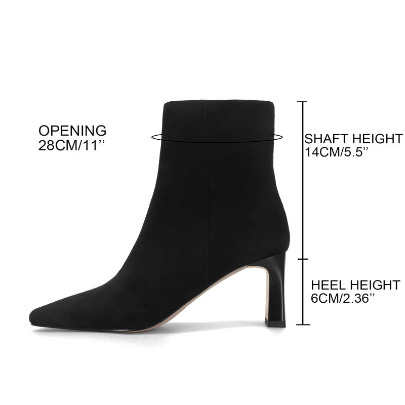 MICIFA Women's Ankle Boots Chunky Low Heel Suede Black Booties with Side Zipper Square Toe Fall Winter Dress Heeled Short Boots Suede Black - Image 4
