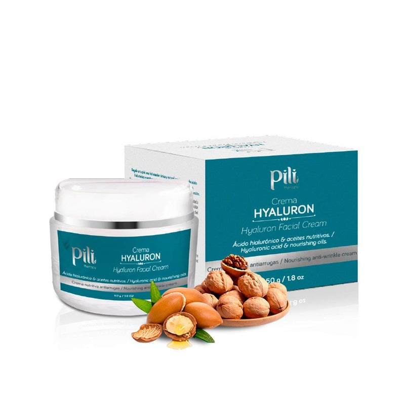 Pili Hyaluron face cream | Hyaluronic Acid Cream Face with Argan oil and Paradise Nut Oil. Ultra-Hydrating Anti Aging and Anti Wrinkle Cream Day Cream or Night Cream Moisturizer | 1.8 Oz - Image 1