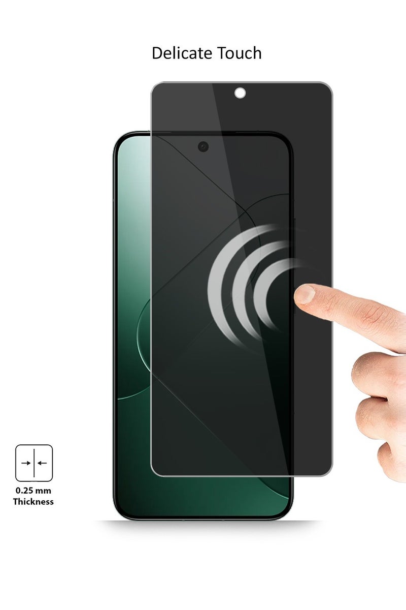 Techie حماية شاشة زجاجية مقساة للخصوصية بدقة HD - عبوة 2 لجهاز Xiaomi 14 5G - مضادة للفقاعات صلابة 9H سمك 0.33 مم حواف مدورة تركيب سهل - Image 4