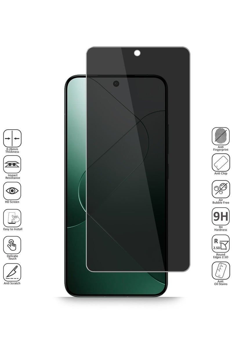 Techie حماية شاشة زجاجية مقساة للخصوصية بدقة HD - عبوة 2 لجهاز Xiaomi 14 5G - مضادة للفقاعات صلابة 9H سمك 0.33 مم حواف مدورة تركيب سهل - Image 2