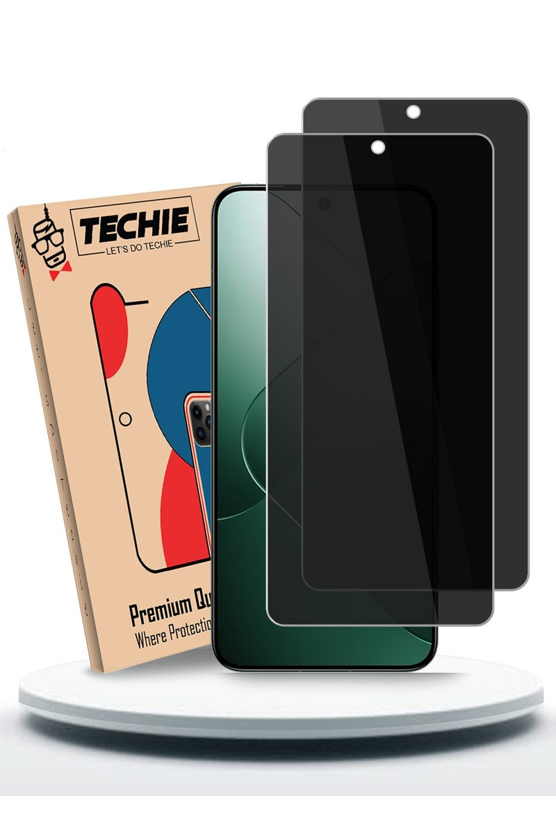 Techie حماية شاشة زجاجية مقساة للخصوصية بدقة HD - عبوة 2 لجهاز Xiaomi 14 5G - مضادة للفقاعات صلابة 9H سمك 0.33 مم حواف مدورة تركيب سهل - Image 1