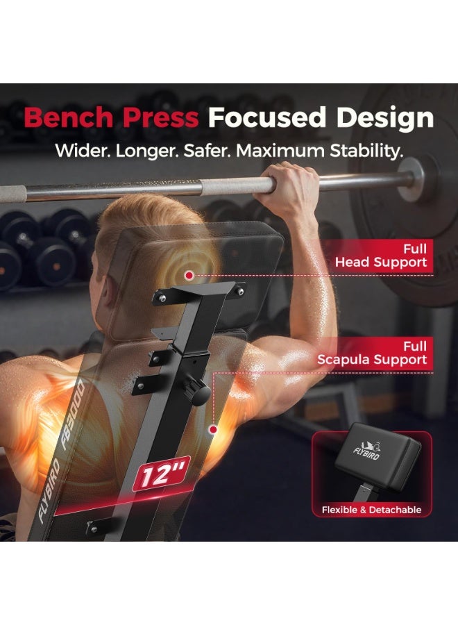 طائر الطيران مقعد أوزان ومقعد تمارين قابل للتعديل للجيم المنزلي لتمارين البنش برس – مقعد تدريب قوي متعدد الوضعيات بثبات عالي يتحمل حتى 1200 رطل لتدريب القوة - Image 5