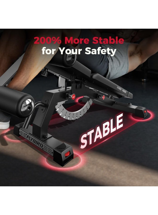 طائر الطيران مقعد أوزان ومقعد تمارين قابل للتعديل للجيم المنزلي لتمارين البنش برس – مقعد تدريب قوي متعدد الوضعيات بثبات عالي يتحمل حتى 1200 رطل لتدريب القوة - Image 4