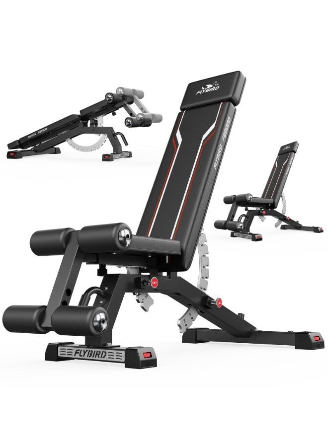 طائر الطيران مقعد أوزان ومقعد تمارين قابل للتعديل للجيم المنزلي لتمارين البنش برس – مقعد تدريب قوي متعدد الوضعيات بثبات عالي يتحمل حتى 1200 رطل لتدريب القوة - Image 1