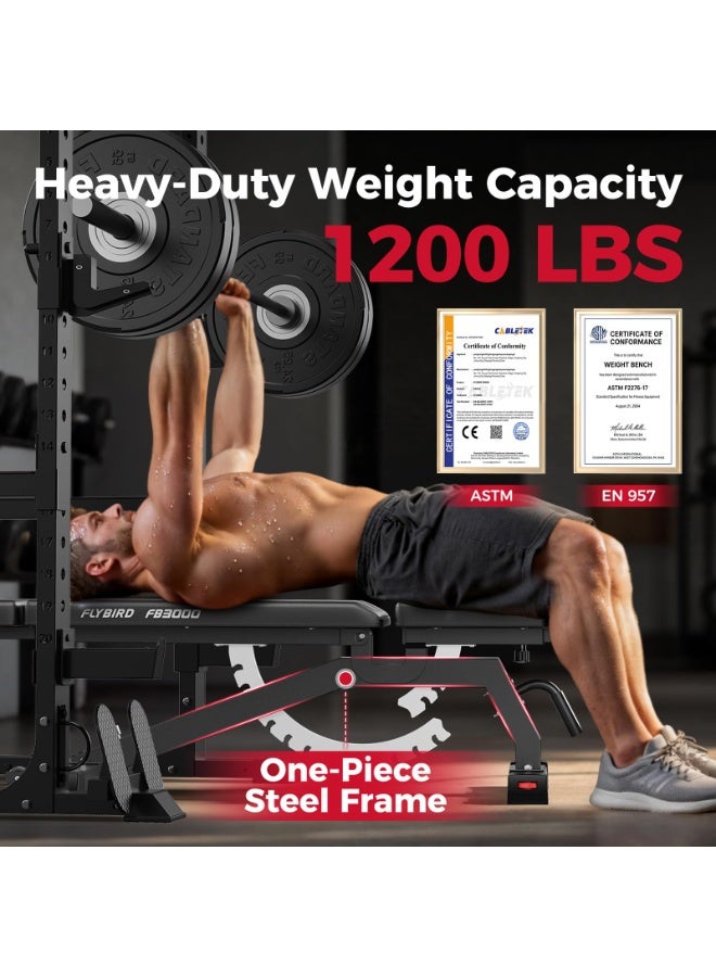 طائر الطيران مقعد أوزان ومقعد تمارين قابل للتعديل للجيم المنزلي لتمارين البنش برس – مقعد تدريب قوي متعدد الوضعيات بثبات عالي يتحمل حتى 1200 رطل لتدريب القوة - Image 2