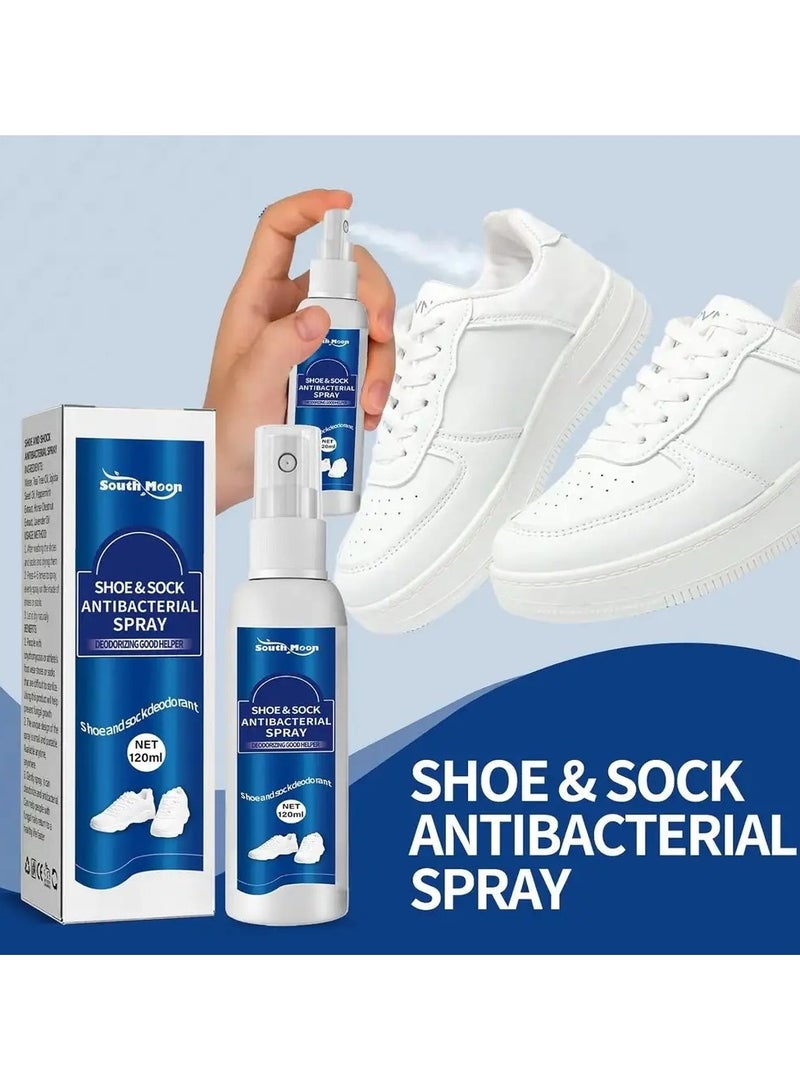 SOUTH MOON 120ml Shoe and Sock Antibacterial Spray Shoe Odor Eliminator Deodorizer Spray and Removes Bad Smells of Boots Heels Tennis Shoe Cleats Sneakers Ballet Shoe Sports Shoes  - Image 1