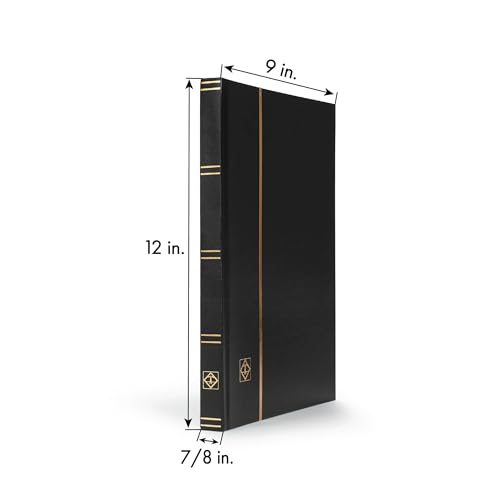 LIGHTHOUSE – “BASIC” Hard Cover Stockbook for Stamps – 32 Black Cardstock 9”x12” (A4) Pages with Clear Strips - Black - Image 4