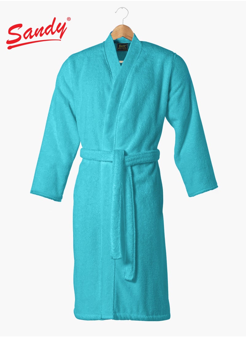 Sandy SANDY Luxury Cotton 100% Kimono Bathrobe, Unisex Plush Robe, Perfect for Spa and Shower, 2XL Size, Turquoise  - Image 1
