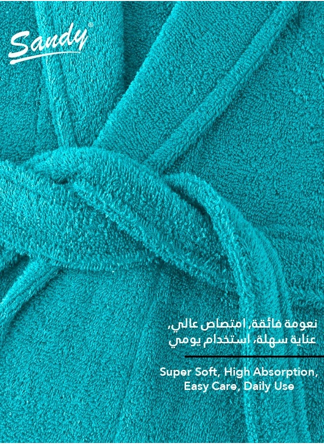 Sandy SANDY Luxury Cotton 100% Kimono Bathrobe, Unisex Plush Robe, Perfect for Spa and Shower, 2XL Size, Turquoise  - Image 3